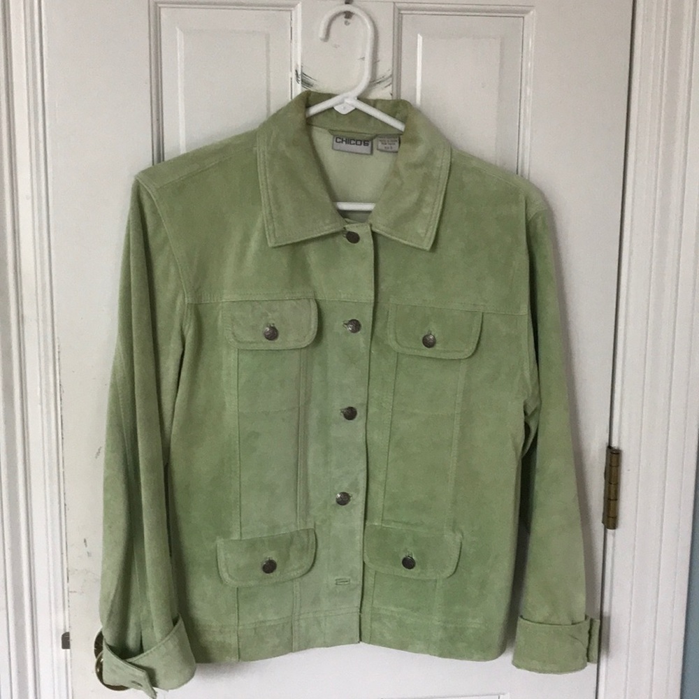 Suede mint green jacket